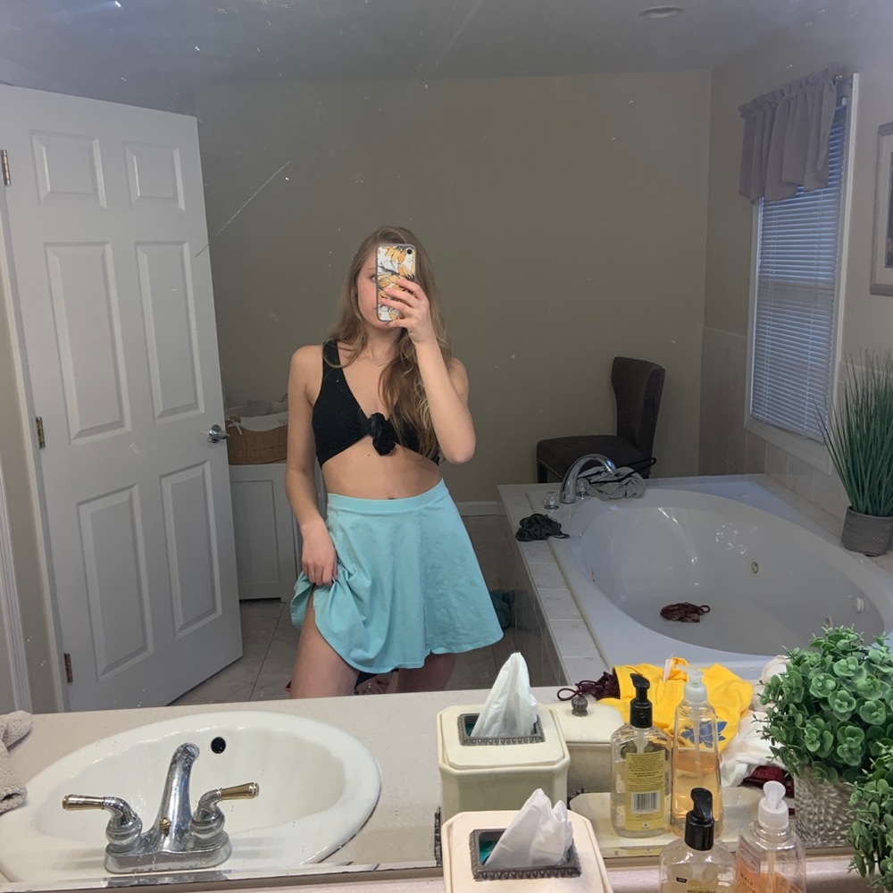sky blue skirt